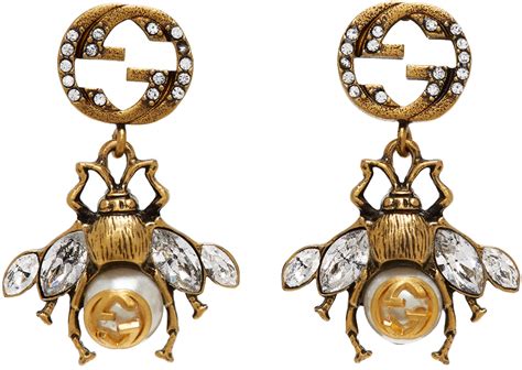 bee earrings gold gucci|Gucci amethyst earrings.